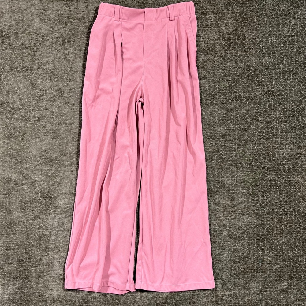 Halara Flex High Waisted Pocket Wide Leg Waffle Work Pants Size XS Pink